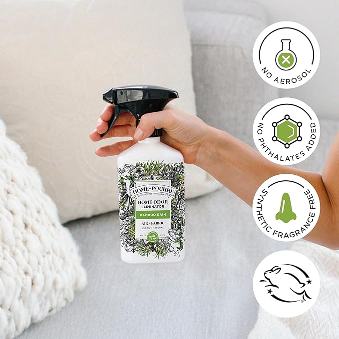 Home-Pourri Air + Fabric Multi-Purpose Odor Freshener Spray, Bamboo Rain, 11 Fl Oz - Jasmine, Bamboo and Fresh Grass