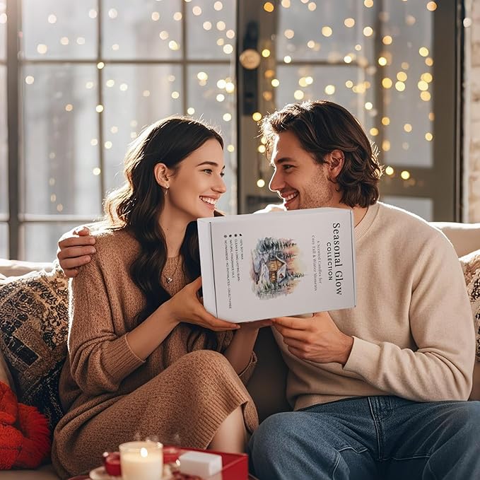 6 Pack Fall Scented Candles for Home, Candles Gifts Sets for Women Men Birthday Thanksgiving Day Merry Christmas, 7.1Oz Large Jar | Long Lasting Soy Wax Candleswith Cinnamon Apple, Smoke Vanilla