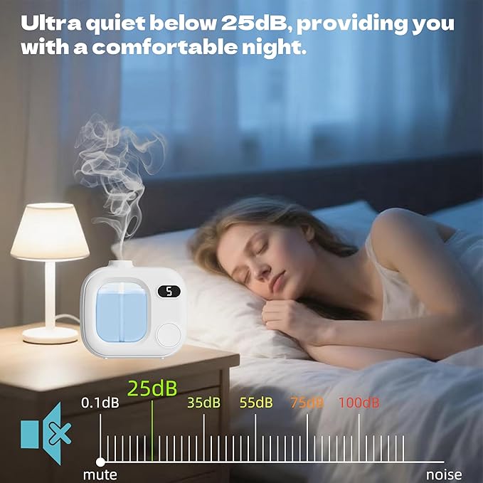 Aromatherapy Diffuser Wireless Smart Fragrance Essential Oils Difuser Air Scent Humidifier for Home Large Rooms Bathroom Hotel Collection Office Car 5 Mist Levels Adjustable Timer Aroma 360 Difusor