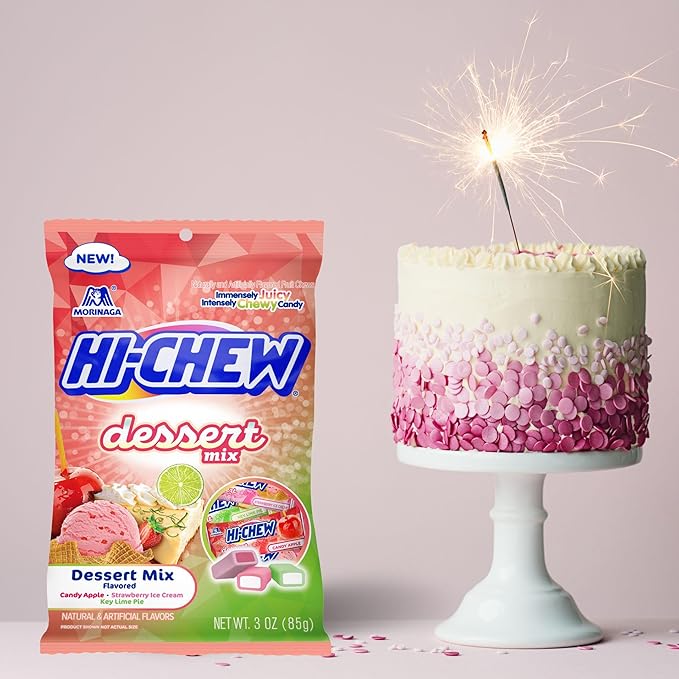HI-CHEW Dessert Mix, 6 Bags, 3oz Each - Apple, Key Lime Pie, Strawberry Ice Cream - Unique Fun Soft & Chewy Halloween Candy - Immensely Creamy Fruity Candy Flavors - Individually Wrapped for Sharing
