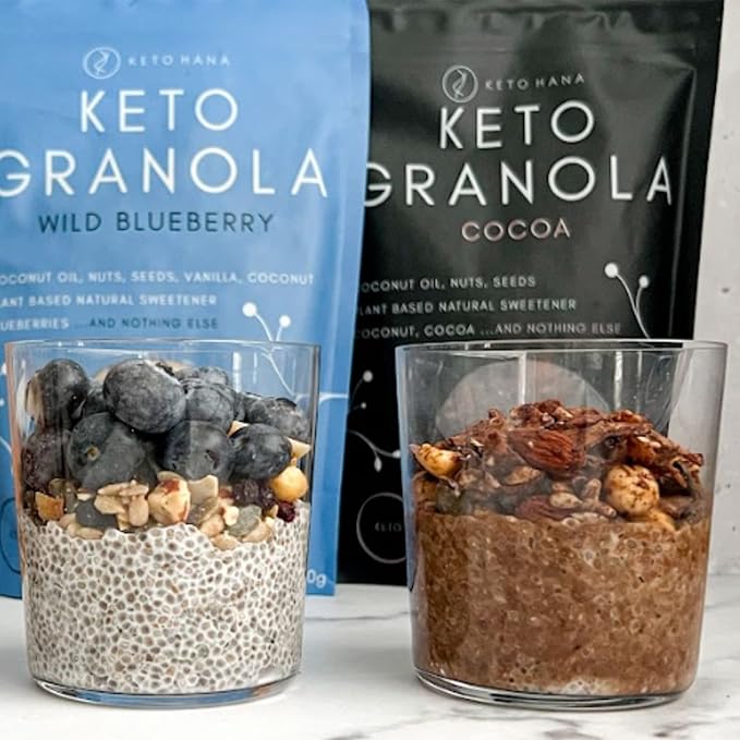 Keto Hana Keto Nut Granola (11oz), Cocoa Flavored- Low Carb, Low Calorie, High Protein (2g Net Carbs) (Pack of 2)