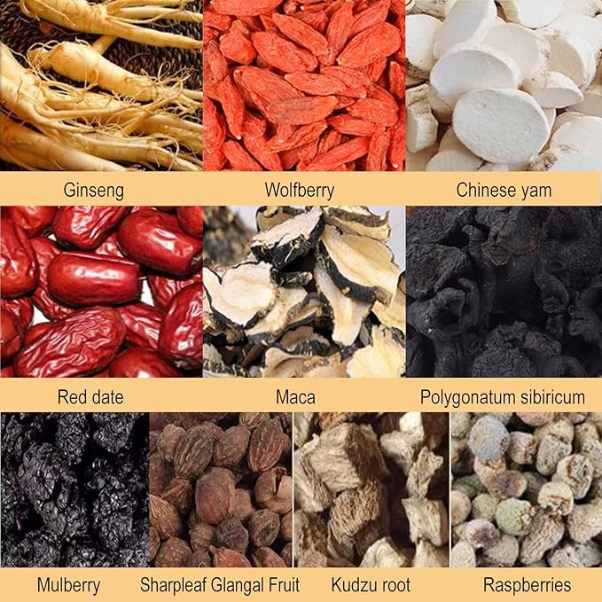 Kidney Tea Ginseng Ten Treasure Tea, Ginseng Five Treasure Red Date Wolfberry Chinese Herbal Tea, Zhu Gen Wu Bao Cha, Kidney Cleansing for Men & Women (20 bags/2Boxes)