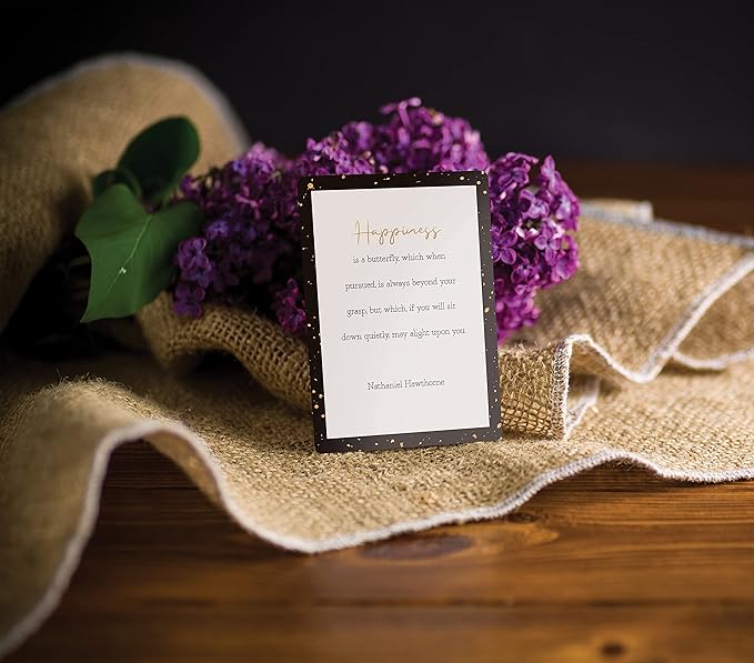 Better Office Products 100 Encouragement Quote Cards, Famous Inspirational Quotes, All Unique Designs, Elegant Black & Gold Motif, Motivational Card Deck, 2.5" x 3.5" (Playing Card Size)