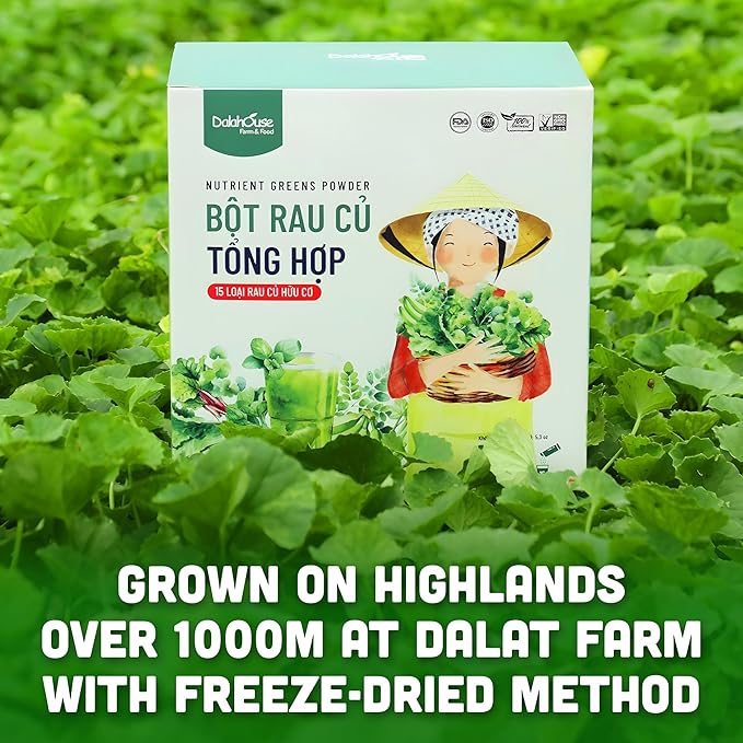 DalaHouse 15 Plant-Based Mix Super Greens Powder - Greens Superfood Powder Nutritional Vegetable Supplement, Boost Immunity, Spinach, Kale and More, 150g (15 x 10g Sachets) - Pack of 1