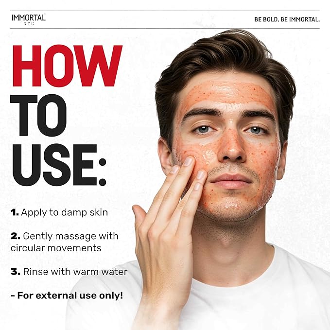 Immortal NYC Strawberry Crush Face & Body Scrub Mask Gel- Moisturizing and Exfoliating Body, Face, Hand, Foot Scrub - Fights Acne, Fine Lines & Wrinkles, Great Gifts For Women & Men - 10 oz