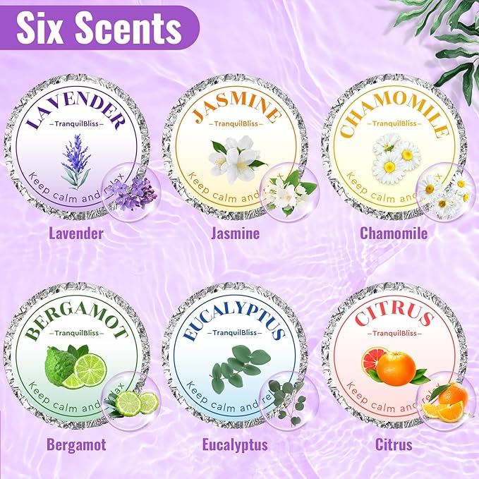 TranquilBliss Shower Steamers, Shower Bombs with Natural Fragrance, Self Care& Relaxation, Mother's Day, Christmas Birthday for Women and Mom, Individually Packaged, Purple Set 2 Packs（12 Tablets）