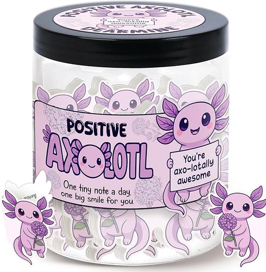 60 Positive Axolotl Cards Jar, Affirmation Cards for Women, Emotional Support Axolotl, Axolotl Gifts for Women, Mom, Axolotl Themed Gifts, Purple Gift for Girls