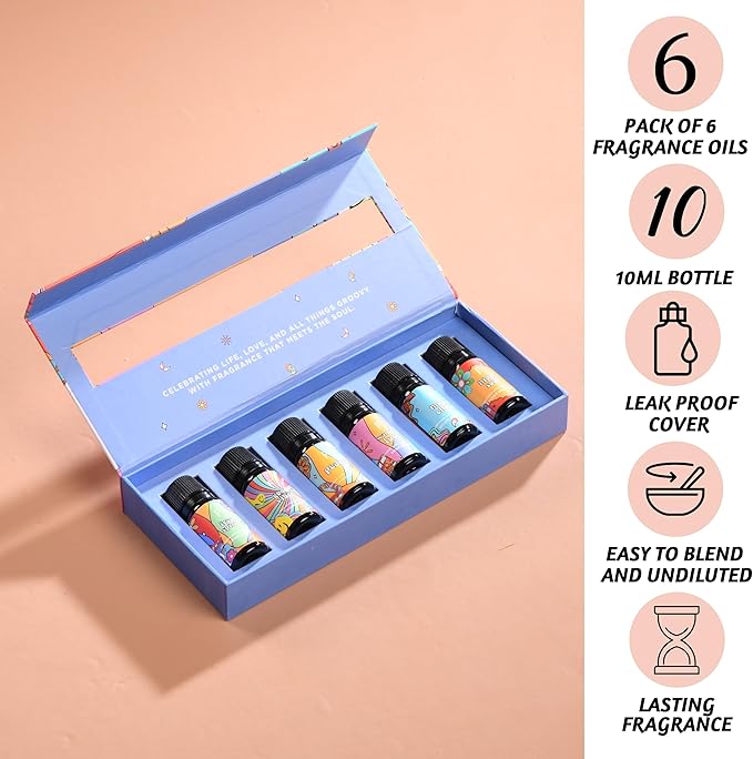 Folkulture Essential Oils for Diffusers Oil | Set of 6 Fragrance Oil, Patchouli & Cedarwood | Essential Oils for Diffusers | Diffuser Oils Scents for Home