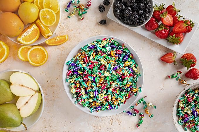 GLITTERATI Fruit & Berry Medley Italian Mini Hard Candies, Individually Wrapped Gourmet Candy, Natural Fruit Flavors, Vegan, Gluten Free, Non-GMO, 28 oz Bag, 800 Ct