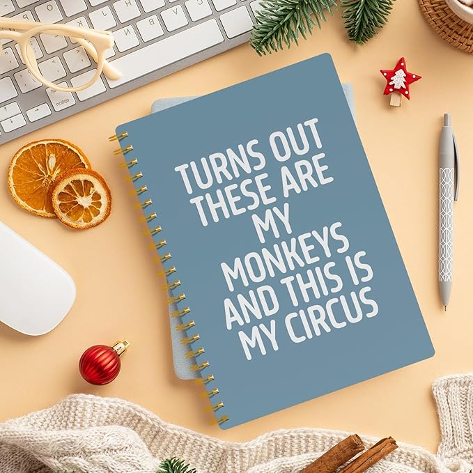 EKGJW Funny Notebooks for Work,Blue Aesthetic Journal, Funny Boss Day Gifts, Boss Gifts for Men Women, Funny Gifts for Boss, Boss Office Decor, Spiral Notebook 5.5x8.3 Inch