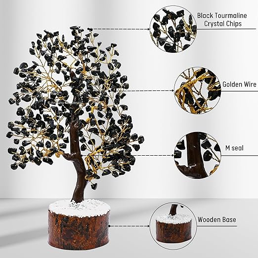 Amazing Gemstone Crystals and Healing Stones Birthday Gifts for Women - Black Tourmaline Crystal Tree of Life Home Decor Stocking Stuffers, Bookshelf, Room, Meditation Gift Unique Birthday Gifts