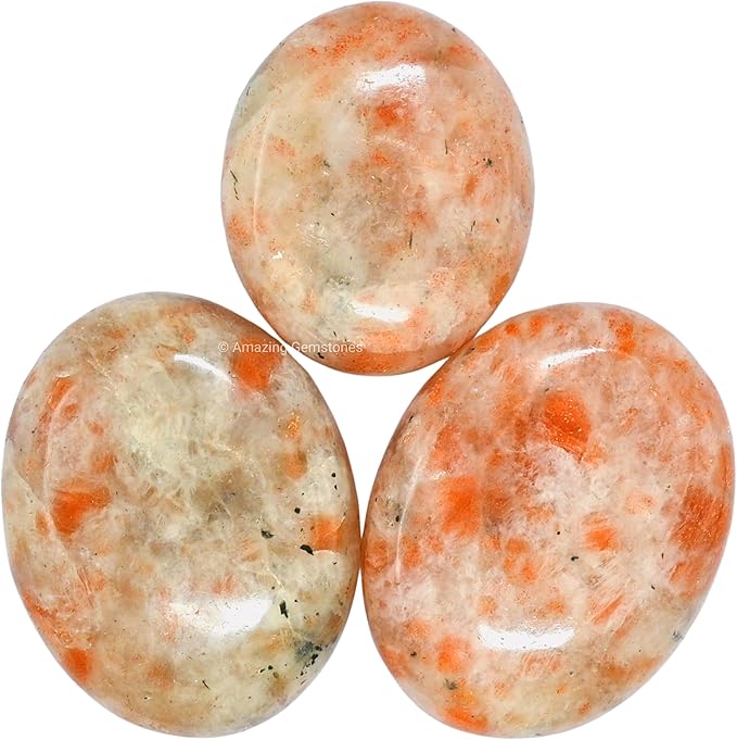 Amazing Gemstone Sunstone Crystals and Healing Stones - Large Palm Stone Crystals Piedra - Crystal for Good Luck, Positive Energy, Meditation - Unique Stocking Stuffers and Birthday Gifts for Women