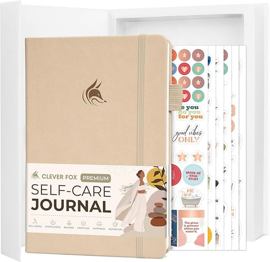 Clever Fox Self-Care Journal Premium – Daily Gratitude & Mental Health Notebook for Women – Reflection & Personal Development Journal (Seashell)