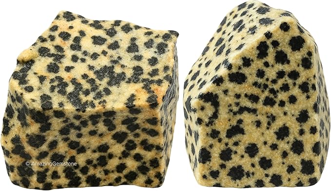 Amazing Gemstone Dalmatian Jasper Raw Crystals and Healing Stones, Natural Rocks for Tumbling - DIY Raw Stones and Crystals, 2 Pieces
