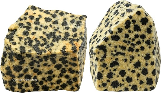 Amazing Gemstone Dalmatian Jasper Raw Crystals and Healing Stones, Natural Rocks for Tumbling - DIY Raw Stones and Crystals, 2 Pieces