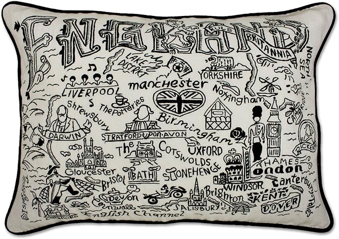 Catstudio England Hand-Guided Machine Embroidered Decorative Throw Pillow