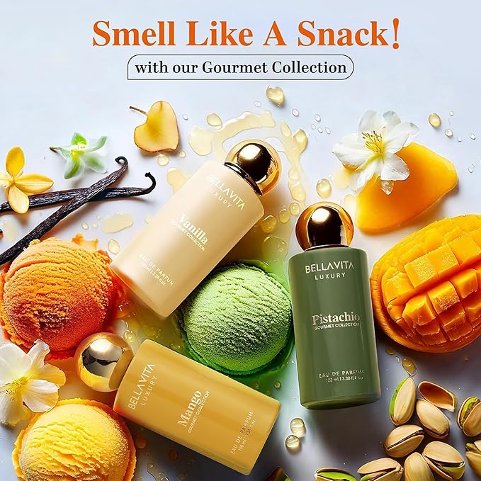 BELLAVITA Gourmet Collection Pistachio Edp Fruity, Floral, Sweet Woody Long Lasting Fragrance Perfume For Men And Women 100ml