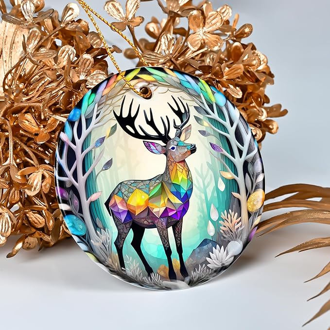 Colorful Ceramic Elk Christmas Ornament, Elk Ornaments for Christmas Tree, Holiday Decorations, Christmas Decor, Elk Gifts, Christmas Ornament Gift Ideas