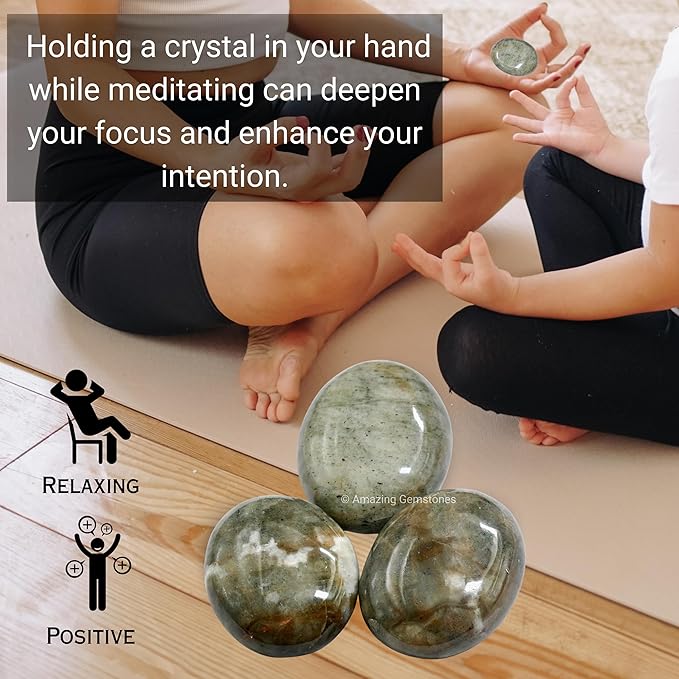 Amazing Gemstone Chrysoberyl Cats Eye Crystals and Healing Stones - Large Palm Stone Crystals Piedra - Crystal for Good Luck, Positive Energy, Meditation - Unique Stocking Stuffers, Gifts for Women
