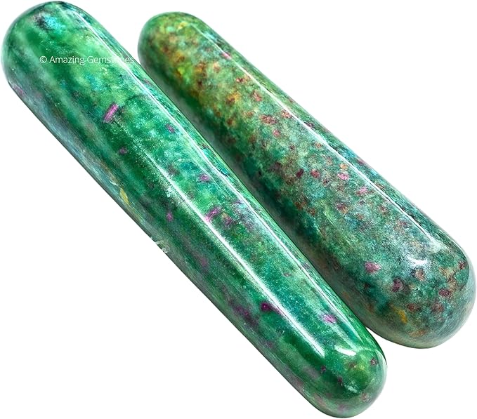 Amazing Gemstone Ruby Fuchsite Crystal Wand Massage Stick - Pelvic Wand Gua Sha for Adults - Crystals and Healing Stones Massage Wands for Adults Gifts (Smooth)