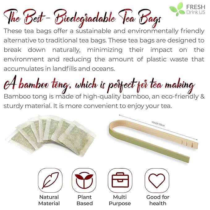 FreshDrinkUS, 75 Bags Premium Raspberry Leaf Teawith Chamomile Flavor, Eases Menstrual Cramps & Supports Healthy Pregnancy, Naturally, Caffeine-Free, Sugar Free, Vegan