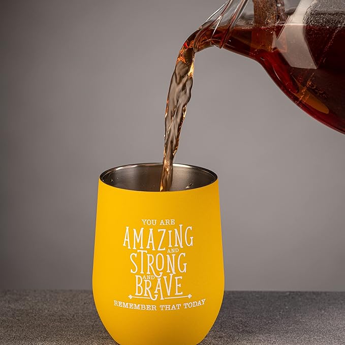 DIVERSEBEE Inspirational Thank You Gifts for Women, Mom, Sister, Wife, Girlfriend, Coworker, Nurses, Best Friend, Encouragement Birthday Wine Gifts - Insulated Wine Tumbler Cup with Lid (Honey)