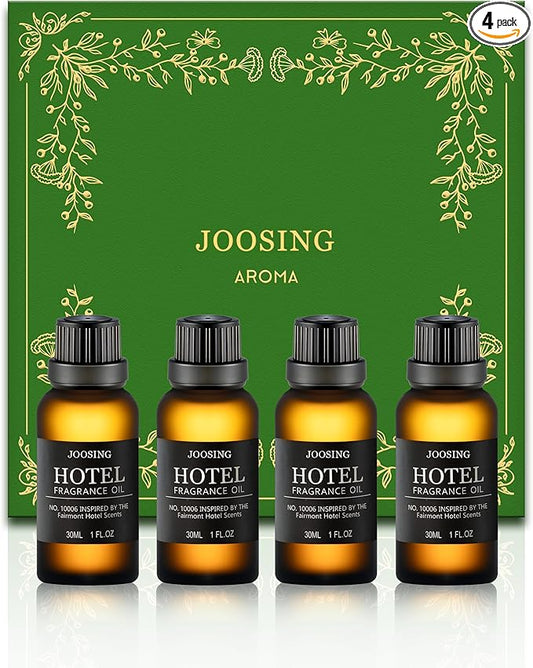 Hotel Diffuser Oils Gift Set, Joosing Hotel Scent Essential Oils 4 x 30ml Large Bottles (4 Fl Oz Total), Premium Fragrance Oil No. 10006 The Fairmont for Aromatherapy Diffusers and Humidifiers