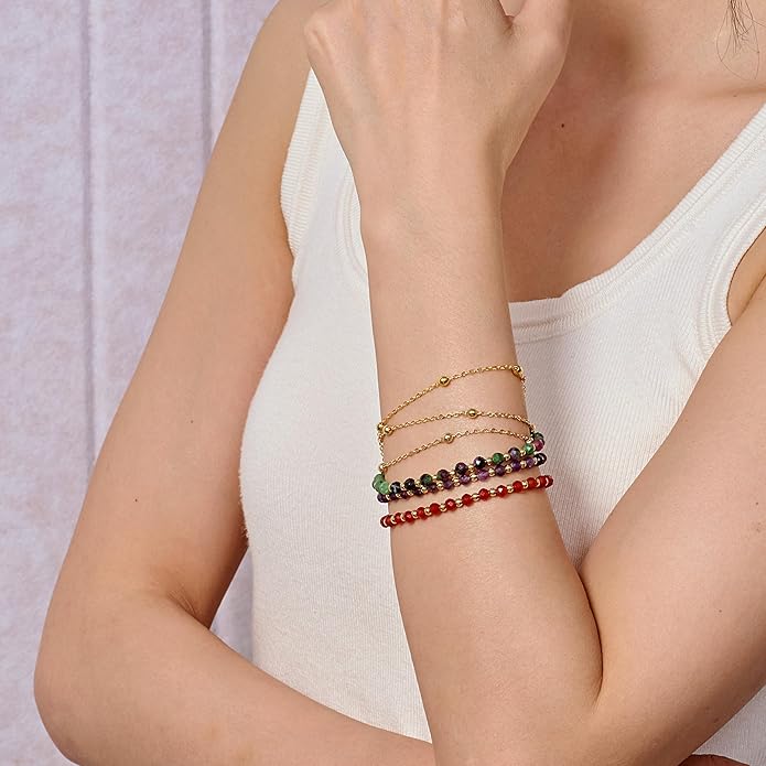 Farfume Crystal Bracelet Beaded Bracelets for Women 4mm Natural Stone Beads Gemstone Handmade Anxiety Jewelry Gifts