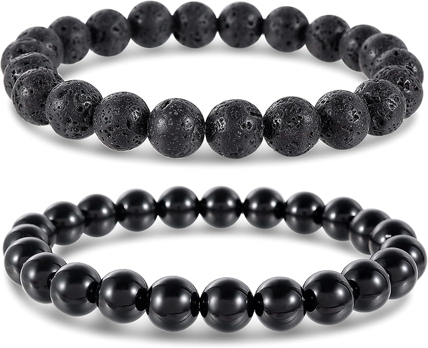 Bivei Natural Gemstone Semi Precious Healing Crystals Handmade Stretchy Round Beads Bracelet, Enhance Positive Energy