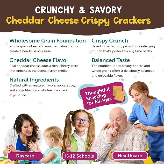 Appleways Cheddar Cheese Crackers, All-Natural Whole Grain Cheese Crisps, Healthy Crispy Cheese Snack, Kosher Certified, Made in USA, 4 Large Packs, 20 Oz