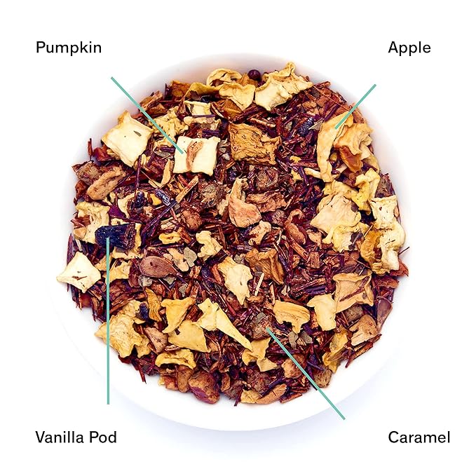 August Uncommon Psychocandy Loose Leaf Tea – Roasted Pumpkin Caramel South African Rooibos Tea – Vegan, Gluten-Free & Non-GMO – Creamy Caramel Flavor for Bedtime – Resealable 3.5oz Tin (28-56 Cups)