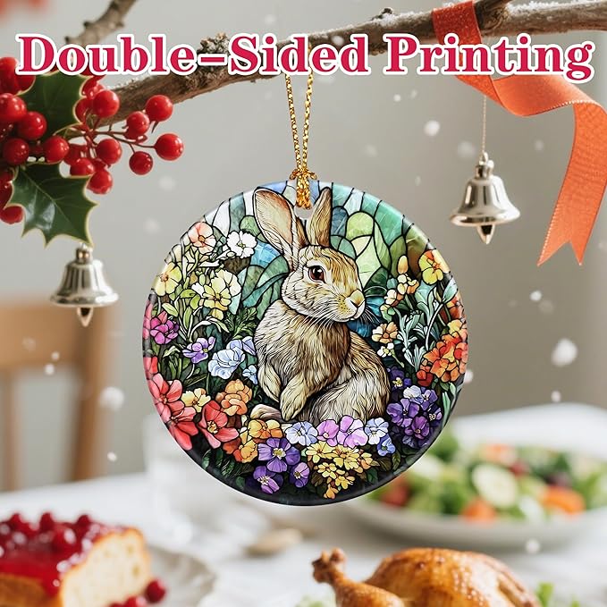 Christmas Ornament, Christmas Decoration, Ceramic-Style Rabbit Ornament, Heirloom Keepsakes, Holiday Ornaments, Holiday Presents, Unique Xmas Gifts, Gift Exchange Ornaments, Gift Idea