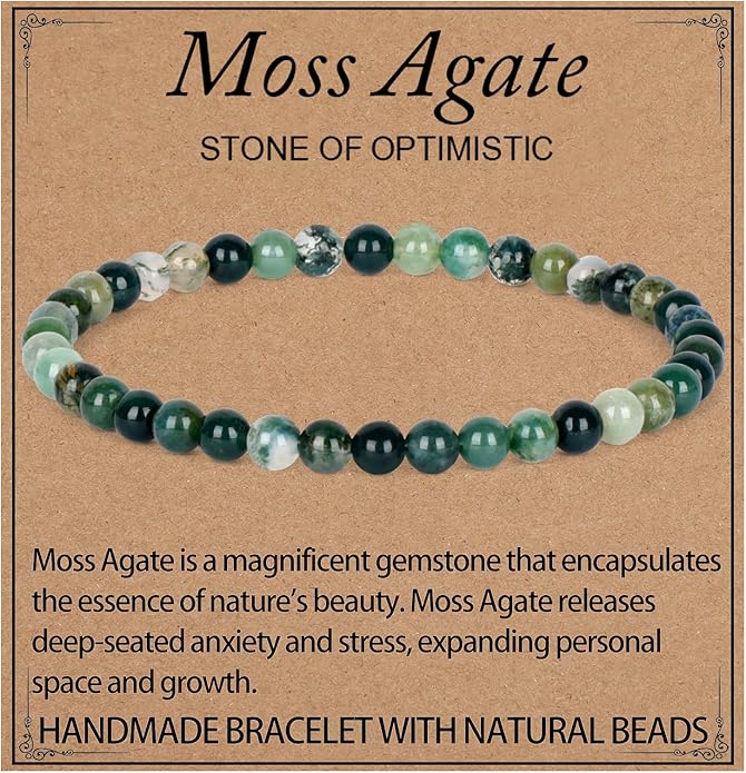 LPBeads Handmade Natural Gemstone Stretch Elastic Bracelet Healing Crystal Round Stone Beads Jewelry Gifts for Women Men