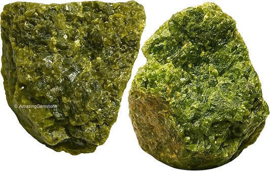 Amazing Gemstone 2 Pieces Green Tourmaline in Matrix Raw Crystals and Healing Stones, Natural Rocks for Tumbling and DIY Raw Stones and Crystals