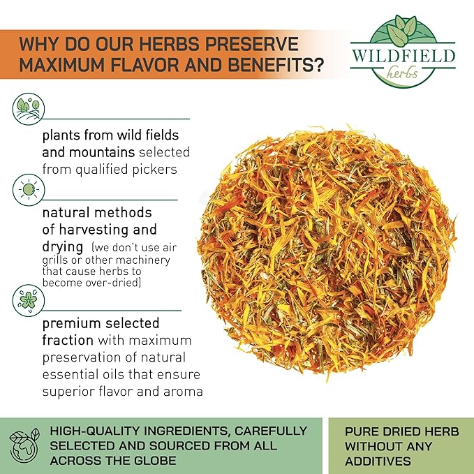 50 Bags Calendula Tea Dried Calendula Flowers Herb Herbal Tea - 50 Count 1.5 g Flower Herb