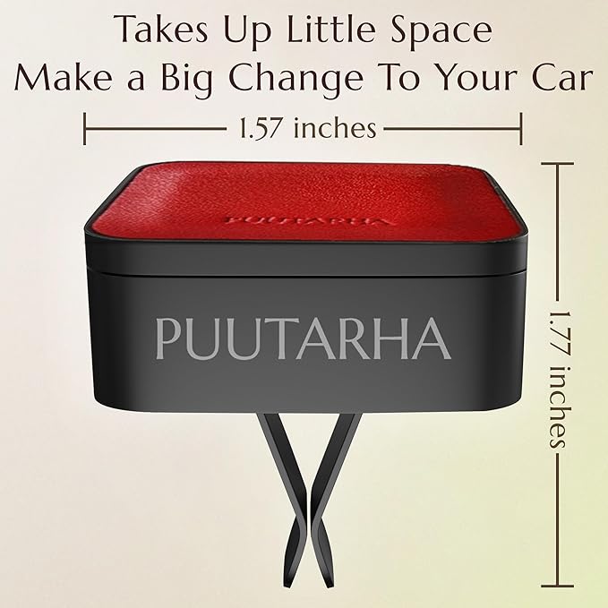 Premium Quality Car Air Freshener Leather and Metal Design Scent Vent Clip Diffuser,New Natural Fragrance Diffuser for Car with 3 Refill Scented Discs and Gift Box(Burgundy Red)