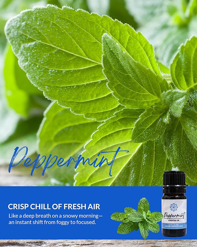 Essence Peppermint Essential Oil – 100% Pure & Therapeutic Grade – Perfect for Aromatherapy, Diffusers & Recharging Essence Nasal Diffuser Rings – Natural Stress & Mood Support (5mL)