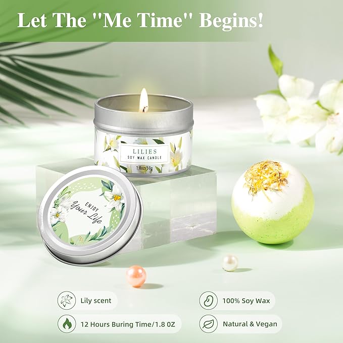 Gifts for Women, Birthday Gifts for Women, Bath and Body Gifts Set, Lilies Self Care Set,Christmas Mothers Day Relaxing Spa Basket for Mom, Grandma, Girlfriend, Sister, Friends