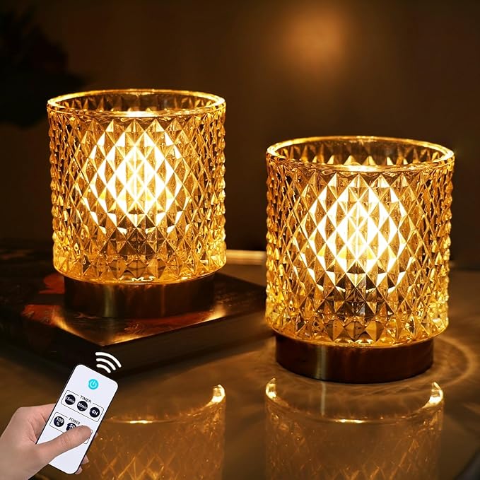 Battery Operated Lamp - Stylish Small Lamps Decorative with Timer & 3 Light Modes, No Plug in Lamps Cordless Battery Table Lamps for Bedroom/Bathroom/Fireplace(with Remote Control)