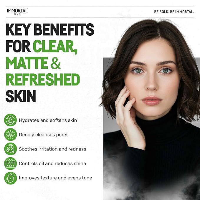 Immortal NYC Aloe Vera & Mint Purifier Clay Mask – Face Mask for Matte Look Skin, Oil Control, Deep Cleansing & Refreshing Skincare. Great Gifts For Women & Men – 10 oz