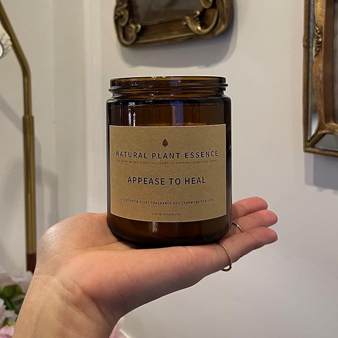 Lemon &Violets Scented jar Candles for Women Jar Candle 7oz Burns 30 Hours. Handmade Soy Wax Healing Candle Ideal for Bedroom, Kitchen, Bath