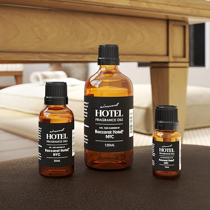 AirScent Hotel Diffuser Oil No. 1023 Inspired by The Baccarat Hotel Scent - Love Affair Fragrance Oil for Ultrasonic and Waterless Diffusers and Crafting - 10 mL, 0.34 fl oz Glass Bottle with Dropper