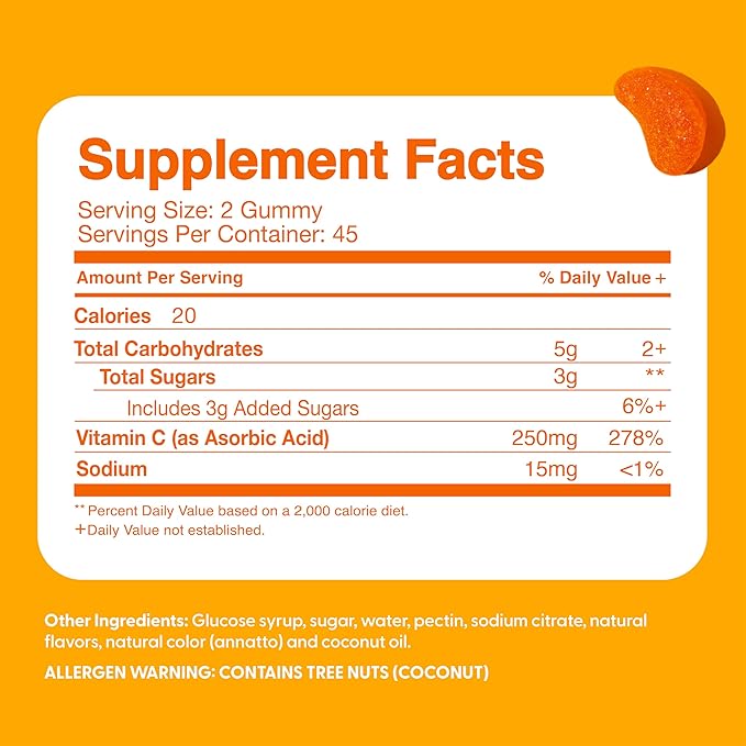 Kids Vitamin C Gummies Chewable for Immune Defense | Plant-Based, Gluten Free | Vegan | 250 mg per Serving | 90 Gummies | Vitamins for Kids by Feel Great Vitamin Co.