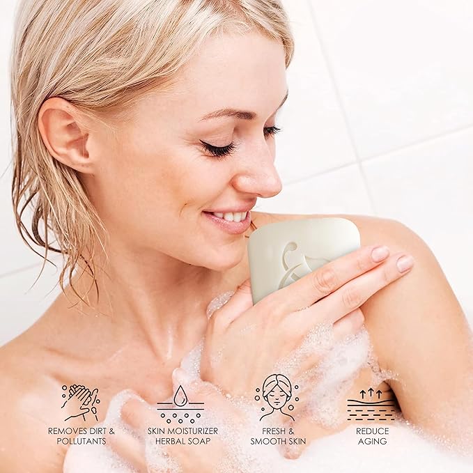 HERBOGANIC Coconut Herbal Soap | Pack of 6 of 5oz soap Bar | Ideal for Men and Women, Soothing and Nourishing Soap for Moisturization