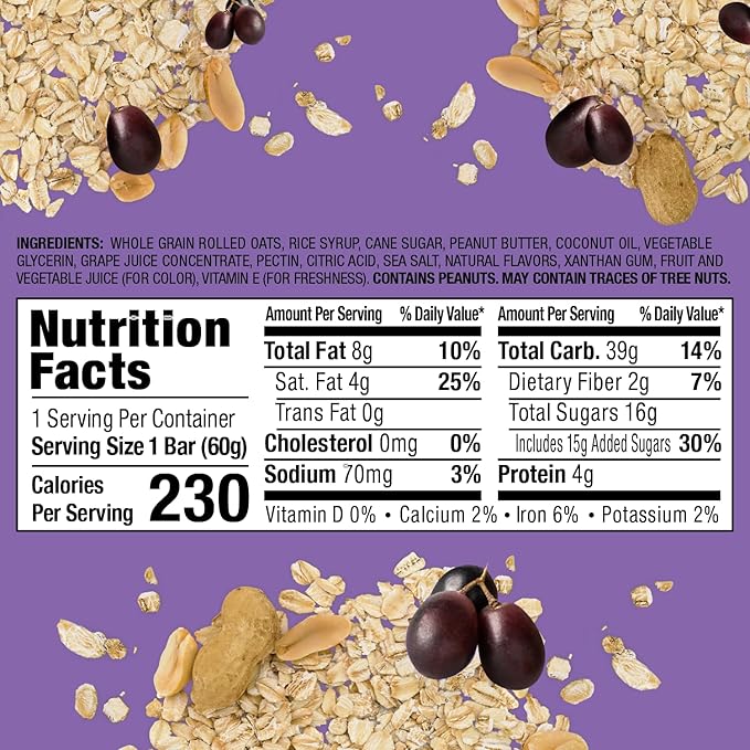 Bobo's Peanut Butter & Grape Jelly Oat Snacks, 24 Count, Healthy Everyday Snack, a Satisfying Treat that Provides a Quick Energy Boost