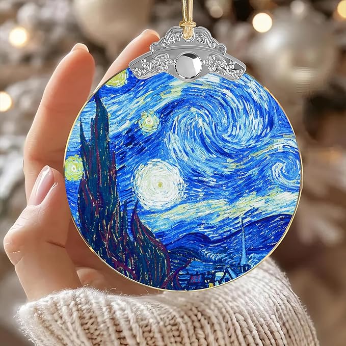 Blue Christmas Ornament 2025, Vintage Christmas Ornaments, Large Christmas Ornaments, Starry Night Inspired Holiday Decor, Elegant Tree Decoration (Starry Night)