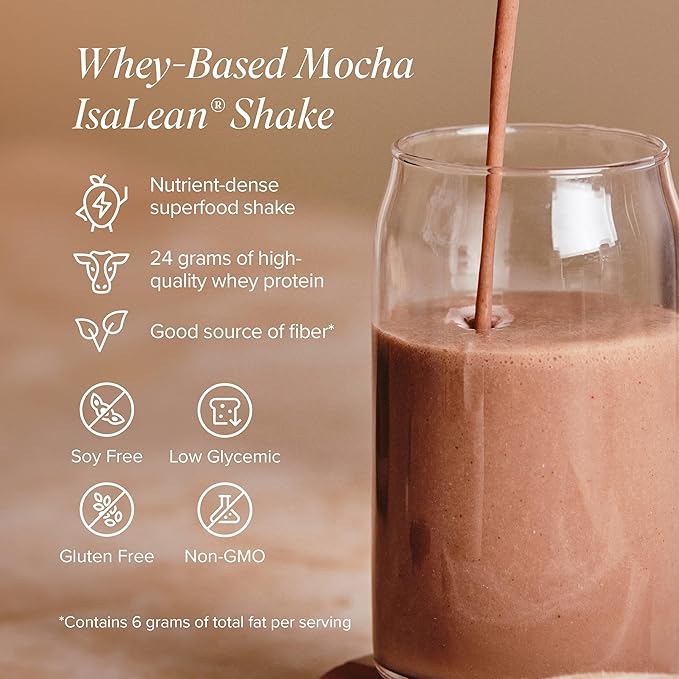 IsaLean Protein Shake - Complete Superfood Meal Replacement for Maintaining Healthy Weight and Lean Muscle Growth with 24 Vitamins and Minerals - 29.6 oz - 14 Meal Canister (Mocha) - Canister