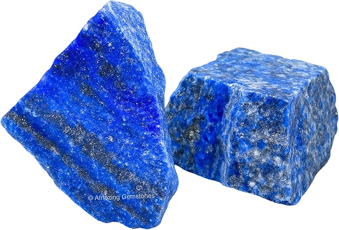 Amazing Gemstone 2 Pieces Lapis Lazuli Stone Crystals and Healing Stones, Raw Natural Rocks for Tumbling and DIY Raw Stones and Crystals