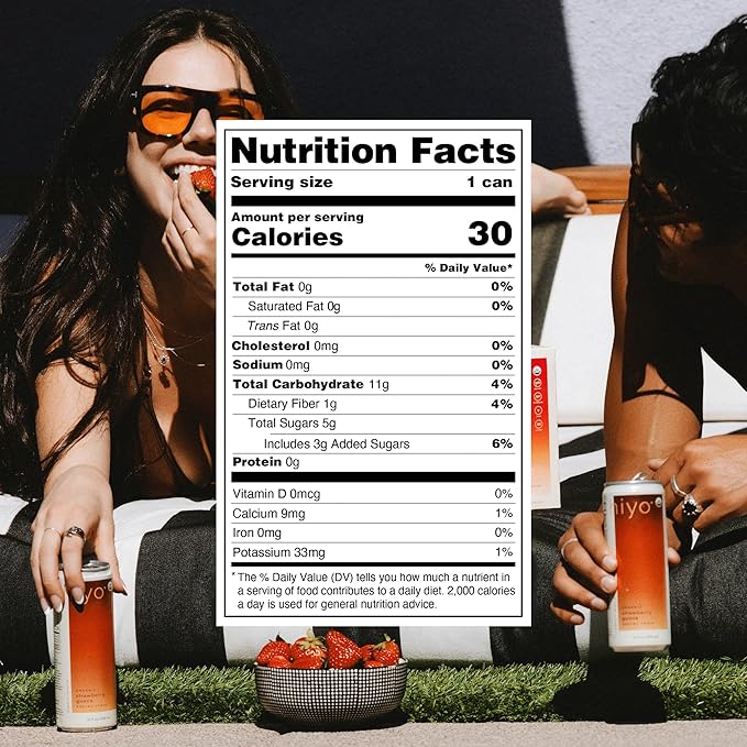 Hiyo Organic Social Tonic - Strawberry Guava, 12 Pack - N.A. Functional Seltzer, Sparkling Water Crafted with Organic Adaptogens, Nootropics & Botanicals