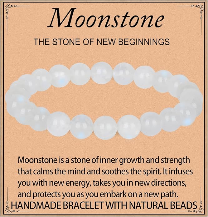 LPBeads Handmade Natural Gemstone Stretch Elastic Bracelet Healing Crystal Round Stone Beads Jewelry Gifts for Women Men